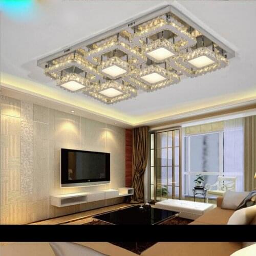 Modern simple living room bedroom square led ceiling lamp stainless steel wire cut led crystal lamp creative lamps led lighting