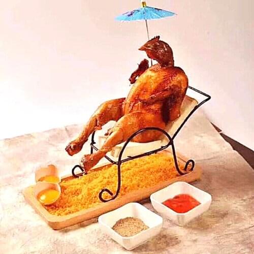 Beach Chair Iron Grilled Chicken Hand Tear Fried Chicken Rack Hotel Creative Theme Restaurant Tableware