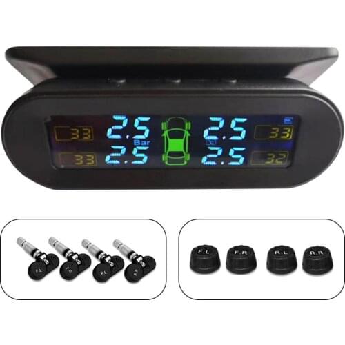 TPMS Car Tire Pressure Monitoring System Real-time Display Tire Pressure Monitoring System with 4 External Sensors and 6 Alarm M