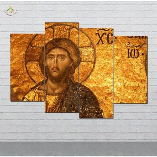 Traditional Jesus Man Picture And Poster Canvas Painting Modern Wall Art Print Pop Art Wall Pictures For Living Room 4 PIECES