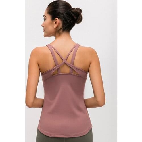 Zhangyunuo Gym Padded Crop Top Workout Yoga Tank Top Backless Sexy Sport Wear Solid Gather Women Fitness Dyr Fit Training Shirt