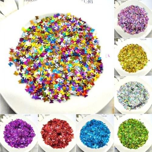 Ultra-thin PET Sequins 3mm Butterfiy Laser Glitter 3D Nail Sequin Paillettes Eo-Friendly Loose Sequin Nail Art Decorations 10g