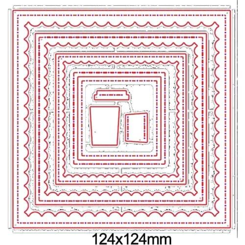 Wave Line Square Frame Metal Cutting Dies Stencils for DIY Scrapbooking Photo Album Decorative Embossing Card Crafts Die Cut