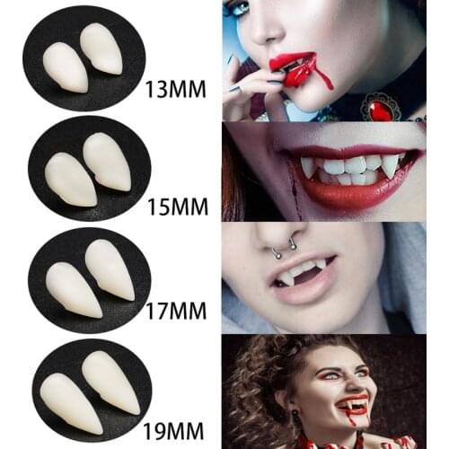 1 Pairs Vampire Teeth Halloween Fangs Dentures Props Cosplay Costume Props False Teeth Solid Glue Denture Halloween Decor