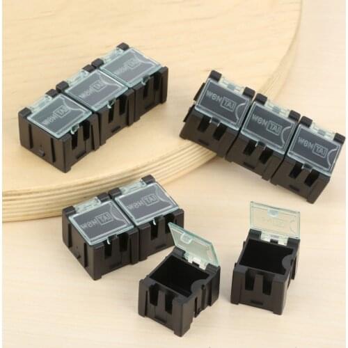 10Pcs Anti-static Components Boxes Parts Case ESD Storage Tool Box Mini Electronic Component SMT SMD Kit Assembly 25*21.5*31.5mm