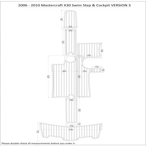 2006 - 2010 Mastercraft X30 Swim Step & Cockpit VERSION 3 Pad Boat EVA Teak Decking 1/4" 6mm