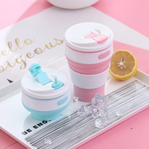 350ml Solid Color Silicone Water Cups Protable Folding Gargle Cup For Outdoor Travel Coffee Cups Retractable Drinkware Tools
