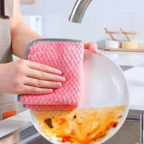 5 Pcs Microfiber Double-sided Absorbent Rag Cleaning Cloth Antibacterial Bamboo Fiber Dishcloth Kitchen Toilet OEKO-TEX Napkin