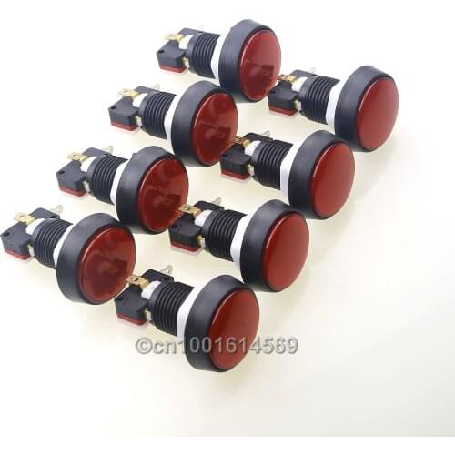 8pcs Red Color Round Style Illuminated Button 44mm LED Illuminated Buttons Arcade LED Button For Arcade Raspberry PI 1 Retropie