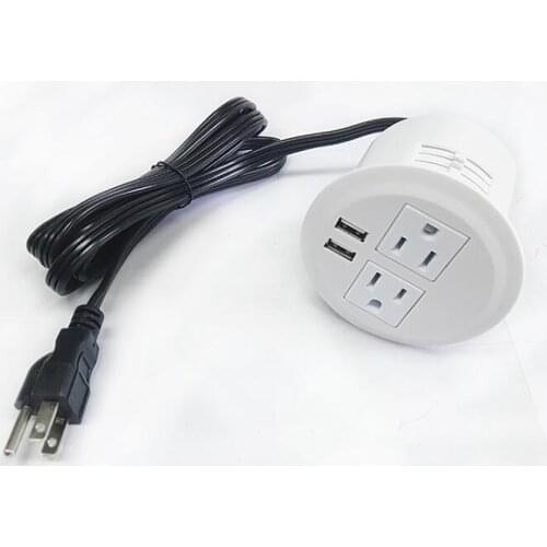 2019 White US AC power and 2.1 A USB charger outlet socket grommet Easy to Install:make a 3" round hole on the table surface