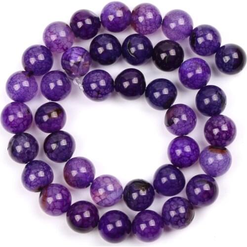 Natural Stone Beads 6/8/10mm Purple Dragon Veins Agates Round Loose Beads for Jewelry Making Diy Bracelets Necklace Accessories
