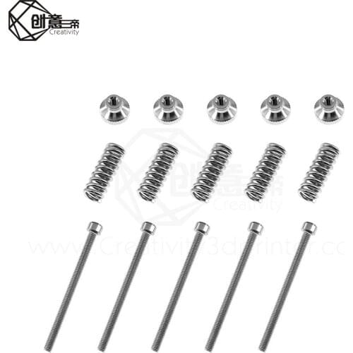 5pcs 3D printer Leveling components M3 screw Leveling spring Leveling knob suite for 3D printer Heating Bed parts