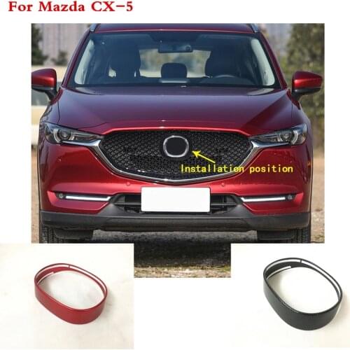 Car cover detector ABS chrome trim Front logo decorative mark Grid Grill Grille Around 1pcs For Mazda CX-5 CX5 2nd Gen 2017 2018