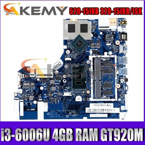 For Lenovo 520-15IKB 320-15IKB/ISK laptop motherboard NM-B242 motherboard CPU i3-6006U 4GB RAM GPU GT920M/ tested OK Mainboard