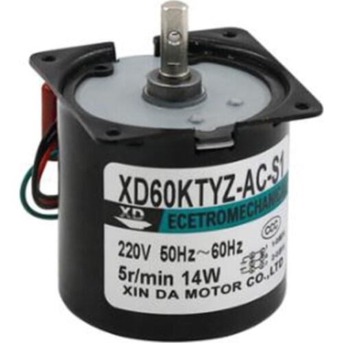 60KTYZ AC Central Shaft Motor 220V 5rpm/min Motor Micro Slow Motor Permanent Magnet Synchronous Motor Gear Reducer Motor