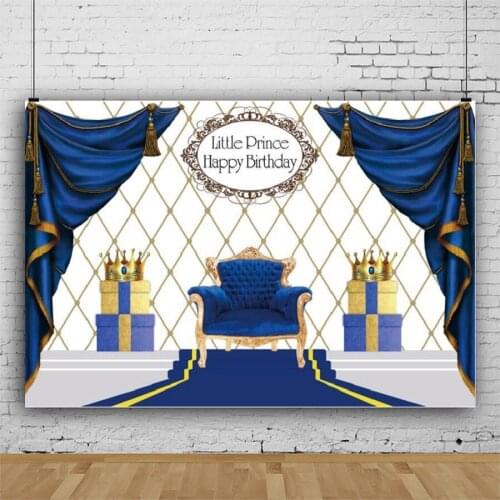 Red and Blue Throne Crown Background Photography Kids Happy Birthday Party Photozone Photo Decor Backdrops Photocall Studio