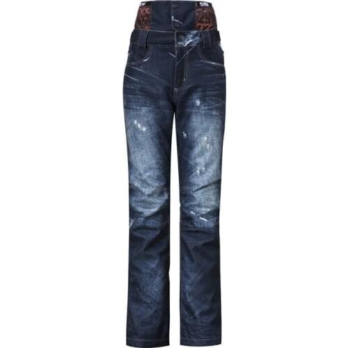 GSOU SNOW Outdoor Ladies Denim Wove Ski Pants Waterproof Windproof Breathable Warm Single Double Board Ski Trousers Size XS-L