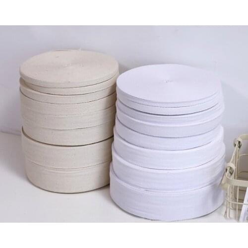 50 Yards/Roll 10mm/20mm Cotton Herringbone Twill Silver/Gold Wire Beige Webbing Tape Garment Sewing Ribbon