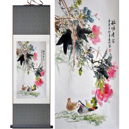 Birds and flower painting Home Office Decoration Chinese scroll painting flower art Chinese paintingPrinted painting