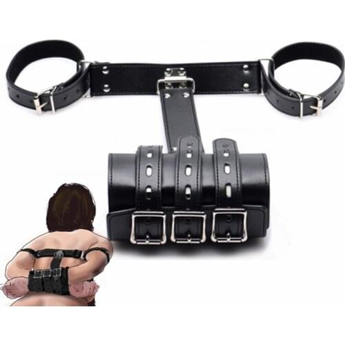 Bdsm Leather Harness Arm Binder Bondage Sex Toys of Wrist Cuffs for Slave Role Play to Arm Behind Back Armbinder Restraints