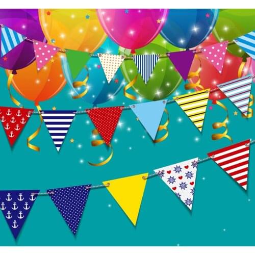 Hot 12 Flags Paper Bunting Baby Shower vlaggetjes feest wedding suppliesd Kids Happy Birthday banner Party Decoration Supplies