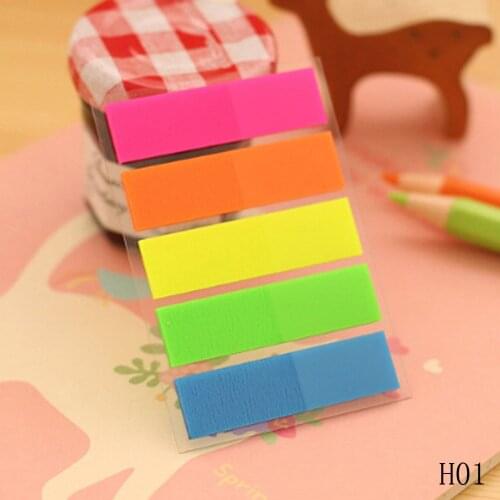 Cute Kawaii PET Memo Pad Notepad Stationery Sticker Fluorescent Sticky Notes Office School Supplies 5 Colors