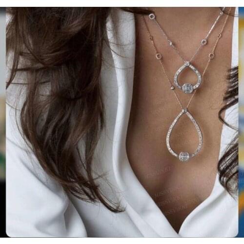 Missvikki 2020 New Luxury Romantic Exquisite Waterdrop Pendant Necklace Jewelry for Women Girl Bridal Wedding Full Shiny AAA CZ