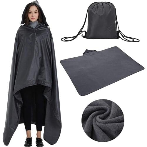 Multifunctional Waterproof Outdoor Hooded Raincoat Camping Mat Picnic Mat Foldable And Easy To Carry Camping Blanket