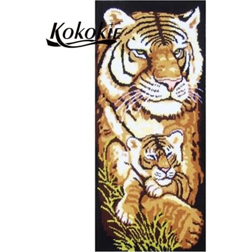 Latch hook rug kits animal tiger large printed canvas yarn carpet diy latch hook rug kits carpet embroidery carpet diy rug hobby