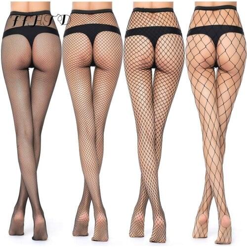 New Arrival Thin Sexy Mesh Tights Women Plus Size Hollow Solid Fishnet Pantyhose Clothes For Women Black Tights Sexy Lingerie