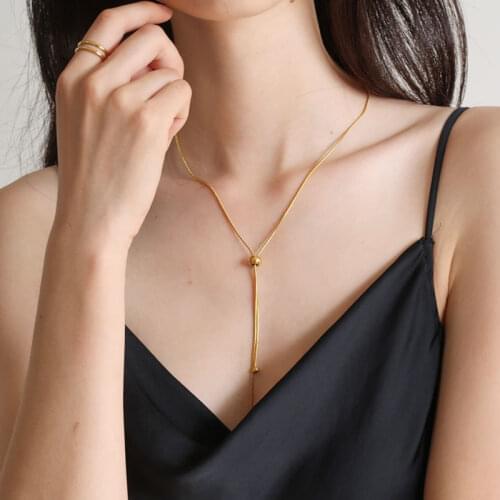 HUANZHI 2020 New Adjustable Retro Long Section Clavicle Chain Snake Bone Chain Necklace For Women Girls Party Jewelry Gifts