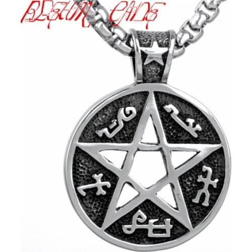 Hiphop/Rock Stainless steel Pentagram satanic worship Charm Pendant Necklace hot selling Men Women Jewelry