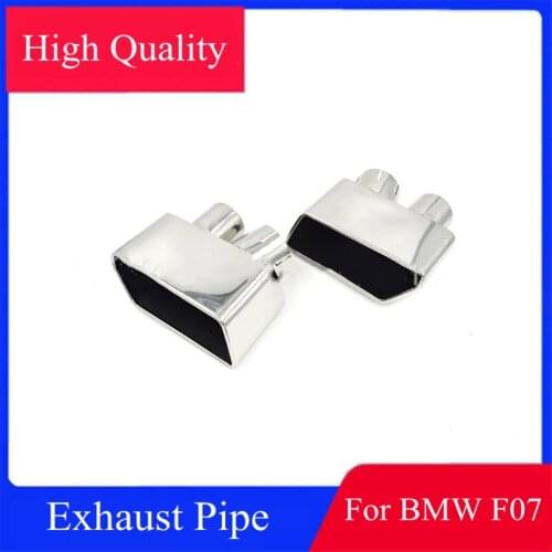 Pair 2 Inlet Single Muffler Car Rear Tail Tip For BMW 5 Series F07 GT520 523 Modified GT550 Stainless Steel Square Exhaust Pipe