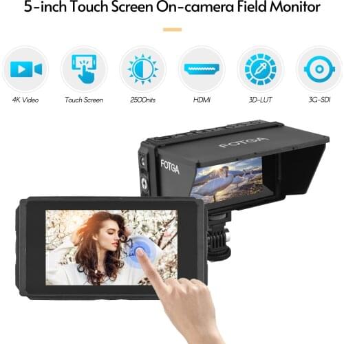 Fotga E50S 4K On-camera Field Monitor 5-inch Touch IPS Screen 2500nits with 3G-SDI 3D LUT USB Upgrade for DSLR Video Camera