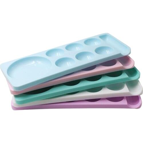 Plastic Nail Tools 8 Dishes Rectangle Palette Makeup Mixed Tool UV Gel Polish Pigment Holder Container Manicure Plate
