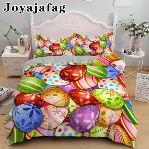 Happy Easter Egg Rabbit Bedding Set Single Twin King Queen Duvet Cover With Pillowcase Bedclothes For Kids Adult Festival Gift