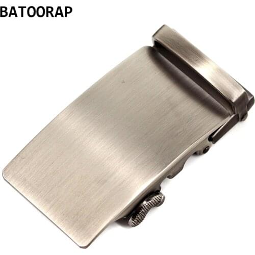 High Quality Mens Belt Buckle Automatic Rectangle Solid Metal Click Buckles Wire Drawing Process Fits In 3.5 CM Ratchet Belt