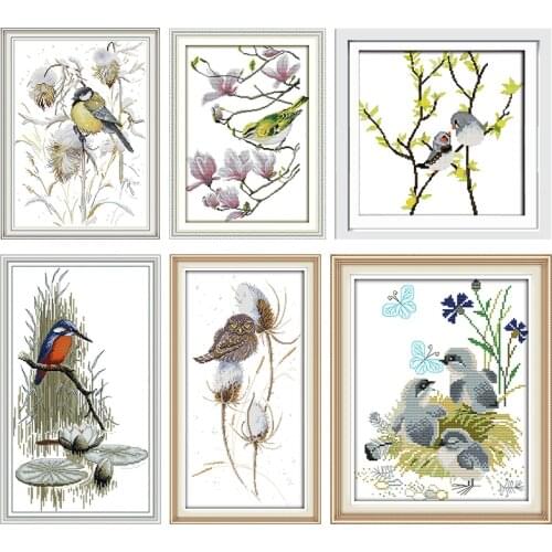 A Bird In The Snow Stamped Cross Stitch Kits Embroidery Needlework Printed 11CT 14CT Counted Patterns Crafts Home Decoration Set