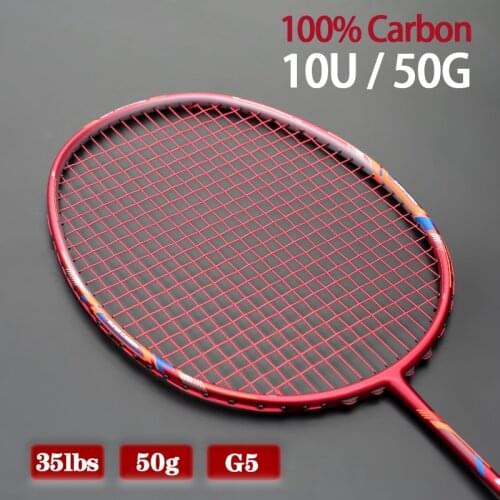 Lightest 10U 50G G4 100% Carbon Fiber Badminton Rackets String Max Tension 35LBS Professional For Adult Racquet Sports With Bags