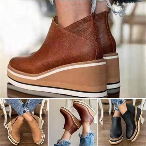 Shu Embroidery Women's Wedge Ankle Boots