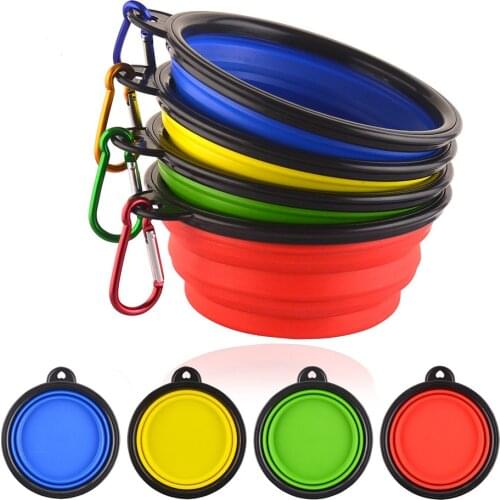 Silicone Dog Bowl Silicone Folding Travel Bowl For Dog Pet Cat Food Water Feeding Dog Bowls Pet Accessories 1PC