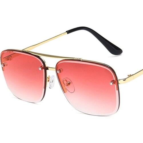 Brand Designer Semi Rimless Sunglasses Men/Women Classic Half Metal Square Eyeglasses Trendy Clear Ocean Lenses Driving Goggles