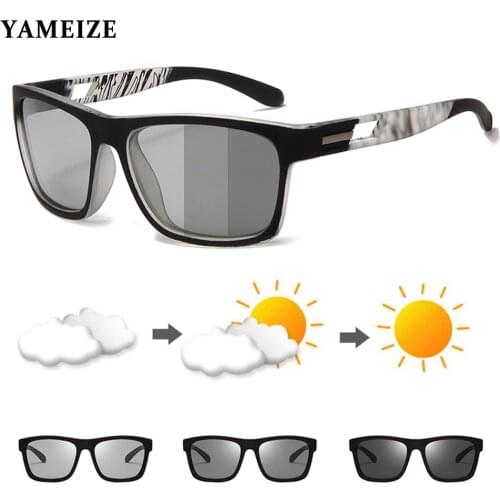 YAMEIZE Men Photochromic Sunglasses Polarized Sports Goggles Chameleon Color Changing Anti Glare Driving Sun Glasses Women Gafas