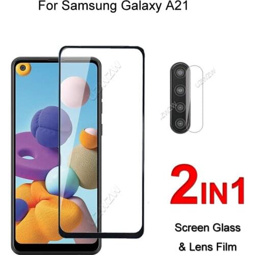 Full Cover Glass For Samsung Galaxy A21 Screen Protector Protective Tempered Glass Explosion Proof & Camera Lens Film
