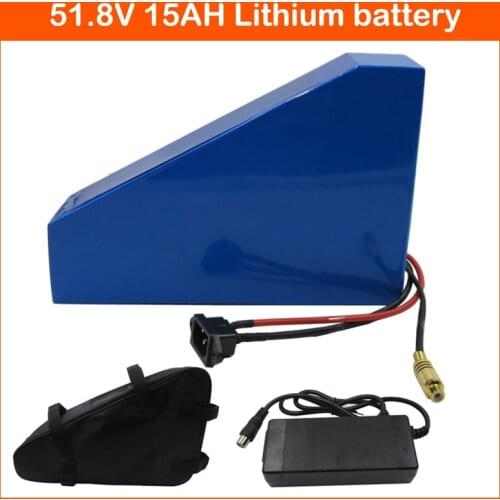 1000W 52V Triangle battery 51.8V 15AH 14S Electric Bike Bateria 52V Lithium ion batteries With 30A BMS 58.8V 2A charger