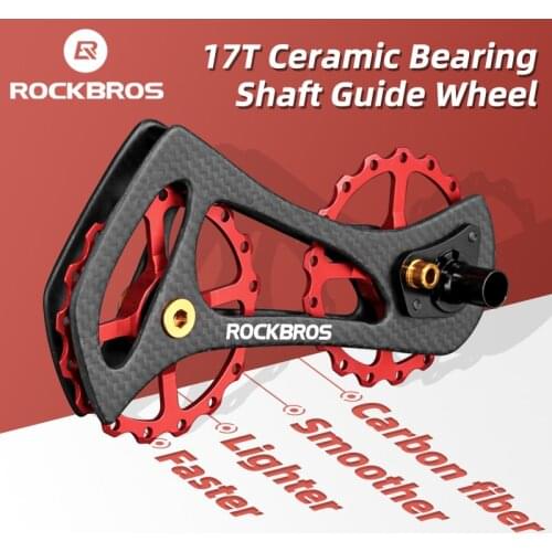 ROCKBROS Bicycle Rear Derailleur 17T Pulleys Guide Wheel Kit Carbon Fiber Ceramic Derailleurs For Shimano 6800 6870 9000 9070