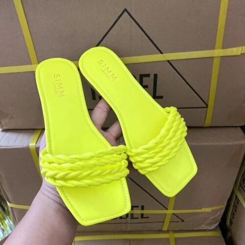 2021 Summer New Womens Flat Sandals Handmade Fashion Open Toe Outdoor Slippers Solid Color Womens Shoes Plus Size 43