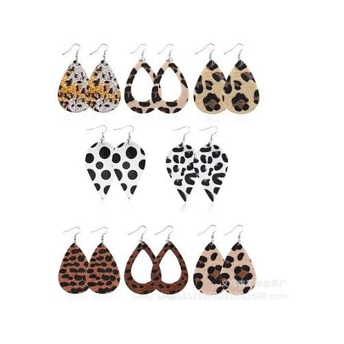 2018 Womens Jewelry Leather Leaf Teardrop Earrings Drop Earrings Leopard Print Earrings Ladies Party Gift