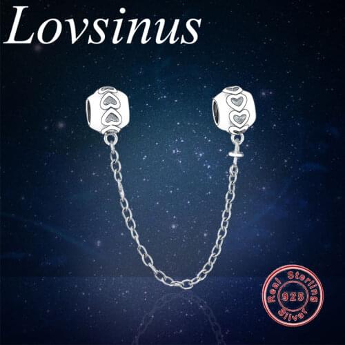 Fit Original European Charms Bracelet 925 Sterling Silver Band of Hearts Safety Chain Charm Bangle DIY Jewelry Women Berloque