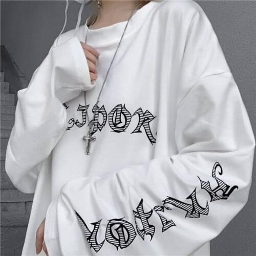 New Japan Version O-neck Harajuku High Street Female Print Girl Casual Loose Long Sleeve Sweatshirts Pullover Women Top Tee